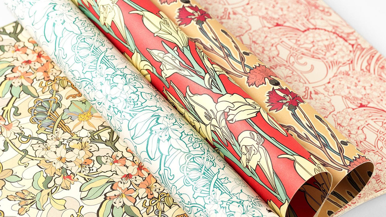 Pepin Creative Paper featuring Alphonse Mucha-inspired art, showcasing colorful, decorative patterns on high-quality paper.