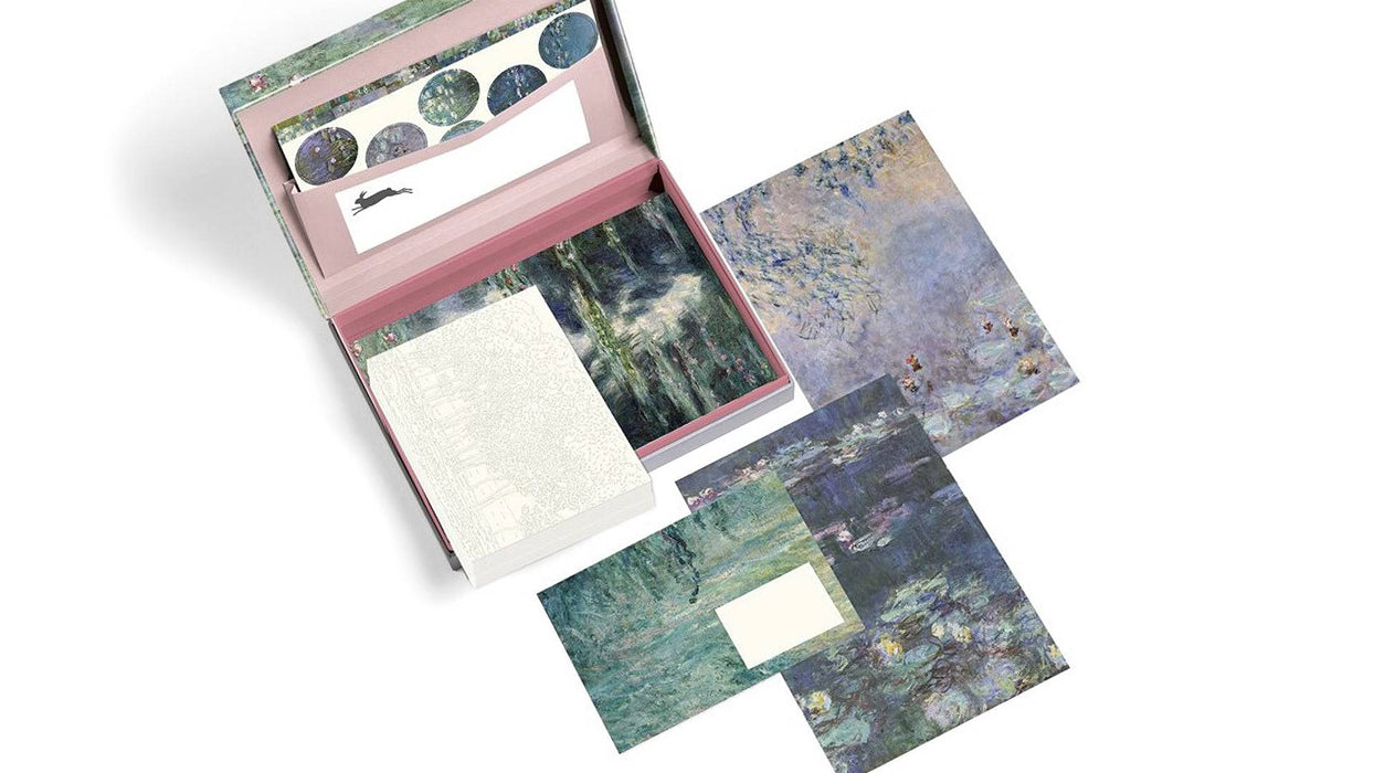Pepin Press Claude Monet letter writing set with floral stationery and matching envelopes featuring Monet’s artwork.