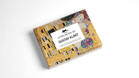 Pepin Press Gustav Klimt letter writing set featuring decorative stationery and themed designs inspired by the artist.