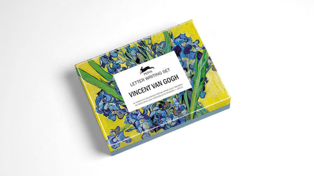 Pepin Press Vinect Van Gogh letter writing set with decorative stationery and matching envelopes on a flat surface.