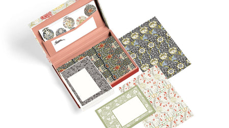 Pepin Press William Morris letter writing set featuring floral and decorative stationery with vintage-inspired designs.