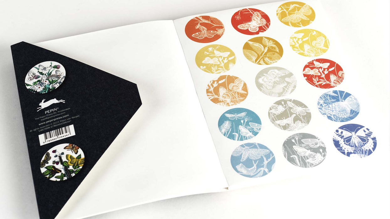 Pepin Press sticker and tape book featuring colorful butterfly illustrations and decorative tape designs for crafts and journaling.
