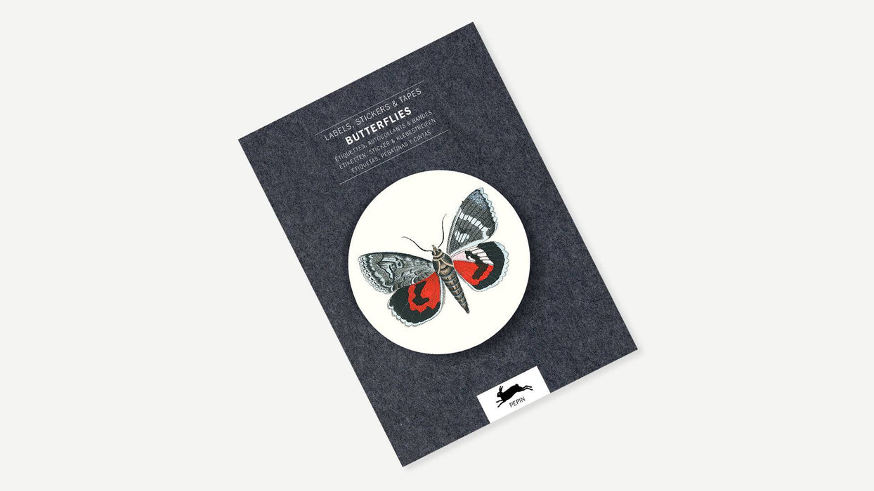 Pepin Press sticker and tape book featuring colorful butterfly illustrations on pages for creative crafting and decorating.