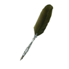 Le Potier D'Etain feather ink quills with pewter flower decoration, dark green feather, elegant writing accessories