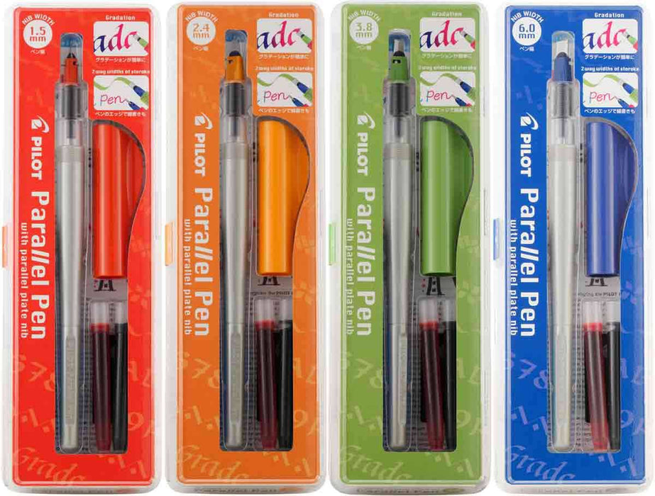 Red Pilot Parallel Calligraphy Pen with 1.5mm nib for artistic lettering and calligraphy projects.