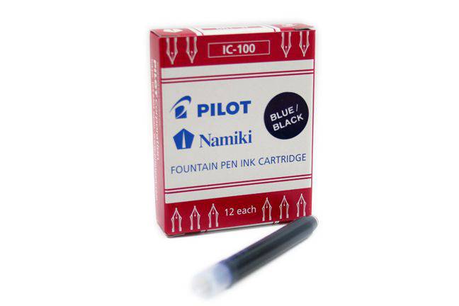 Pilot fountain pen converter for blue-black ink, compatible with Pilot fountain pens, shown in a close-up image.