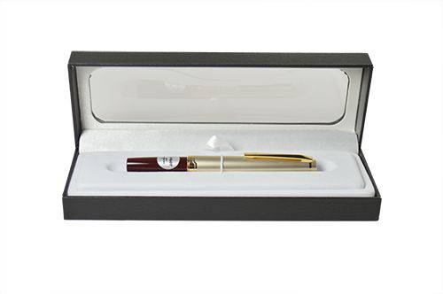 Pilot E95S fountain pen in burgundy and ivory with a sleek design, showcasing its elegant body and fine writing tip.