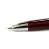 Pilot Vanishing Point Decimo fountain pen in burgundy with a sleek design and fine nib, showcasing its elegant exterior.