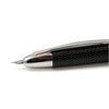 Pilot Vanishing Point fountain pen in black carbonesque finish with a sleek, compact design and fine nib.
