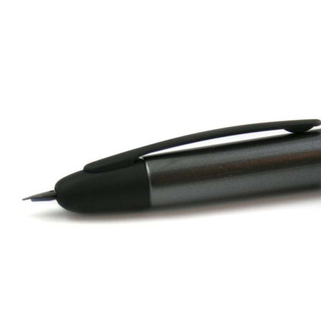 Pilot Vanishing Point fountain pen with gun metal and black matte finish, featuring an extra-fine nib for smooth writing.