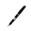 Pilot Falcon black and rhodium fountain pen with soft extra-fine nib, showcasing its sleek design and luxurious finish.