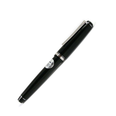 Pilot Falcon black and rhodium fountain pen with soft extra-fine nib, showcasing elegant design and luxurious craftsmanship.