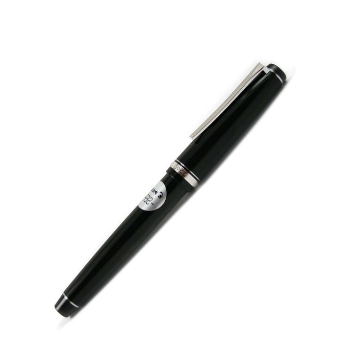 Pilot Falcon black and rhodium fountain pen with soft extra-fine nib, showcasing elegant design and luxurious craftsmanship.
