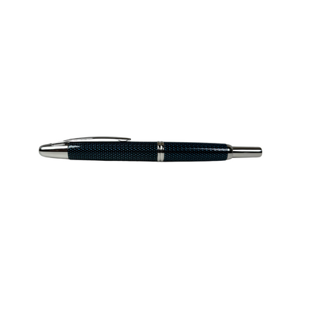 Pilot Vanishing Point fountain pen with blue Carbonesque finish, featuring a sleek, retractable design and gold accents.