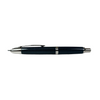 Pilot Vanishing Point fountain pen with blue Carbonesque finish, featuring a sleek, retractable design and gold accents.