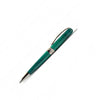 Pineider Avatar UR ballpoint pen with forest green finish, sleek design, and gold accents on a white background.