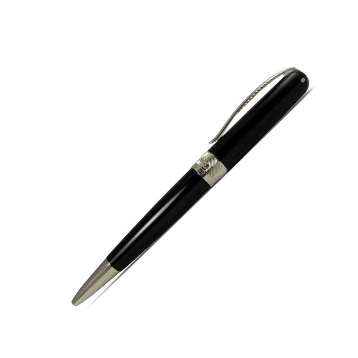 Pineider Avatar UR ballpoint pen in Graphene Black with sleek design and silver accents, ideal for writing and professional use.