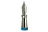 Pineider Avatar UR fountain pen with abalone green resin body and fine nib, elegant writing instrument with gold accents.