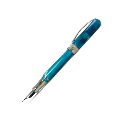 Pineider Avatar UR fountain pen with abalone green resin body and gold accents, showcasing its elegant design and fine craftsmanship.