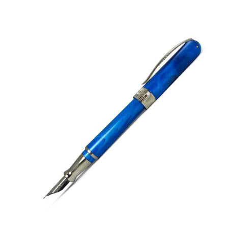 Pineider Avatar UR fountain pen in Neptune Blue with an elegant design and fine nib, showcasing the luxurious writing instrument.