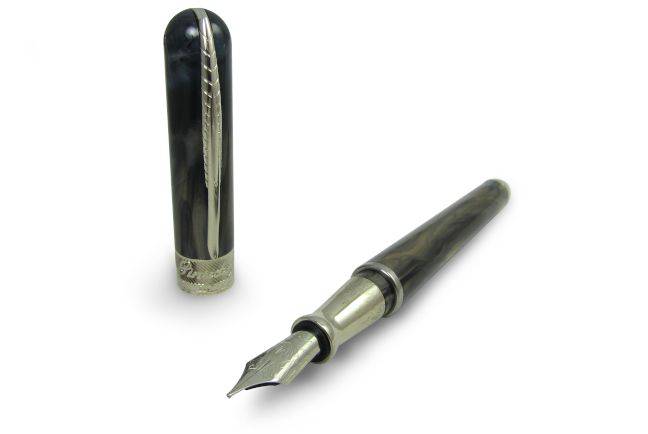 Pineider Avatar UR Fountain Pen in Riace Bronze with extra-fine nib, showcasing elegant design and metallic finish.