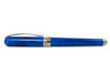 Pineider Avatar UR rollerball pen in Neptune blue with sleek design and gold accents, showcasing its elegant writing instrument style.