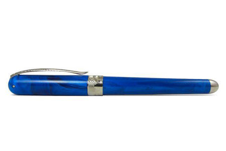 Pineider Avatar UR rollerball pen in Neptune blue with sleek design and gold accents, showcasing its elegant writing instrument style.