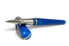 Pineider Avatar UR Neptune Blue rollerball pen with sleek design and shiny finish, featuring a metallic clip and detailed branding.