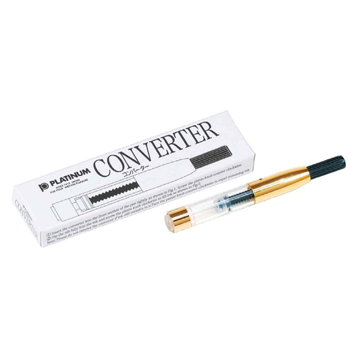 Gold fountain pen converter by Platinum Pen Company, designed for easy ink filling in compatible fountain pens.
