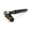 Platinum #3776 Century Black fountain pen with gold accents, extra-fine nib, and smooth black resin body.