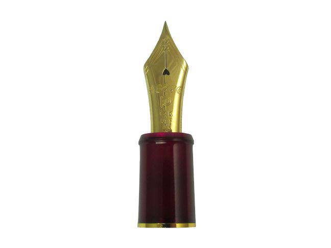 Platinum #3776 Century Bourgogne fountain pen with burgundy resin body and gold accents, showcasing a sleek, elegant writing instrument.