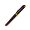 Platinum #3776 Century Bourgogne fountain pen with gold-plated accents and burgundy resin barrel, featuring a sleek design.