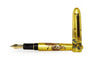 Platinum Century Matsu-Tora fountain pen with fine nib, silver-colored body and intricate design details, by Platinum Pen Company.