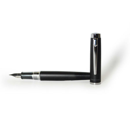 Platinum Century fountain pen in Procyon Black Mist with fine nib, sleek black and silver design from Platinum Pen Company