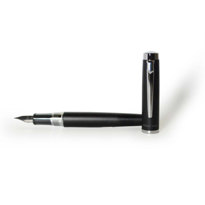 Platinum Century fountain pen in Procyon Black Mist with fine nib, sleek black and silver design from Platinum Pen Company