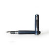 Platinum Century fountain pen in Procyon Deep Sea Blue with gold accents, fine nib, and sleek design.