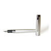 Platinum Century fountain pen with Procyon Satin Silver finish, fine nib, showcasing sleek design and elegant craftsmanship.