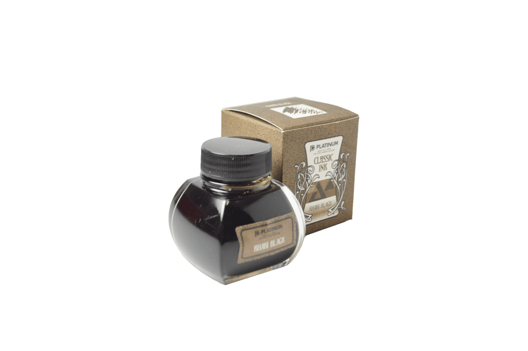 Platinum Classic Ink in Khaki Black, fountain pen ink by Platinum Pen Company, showing the ink bottle with label.