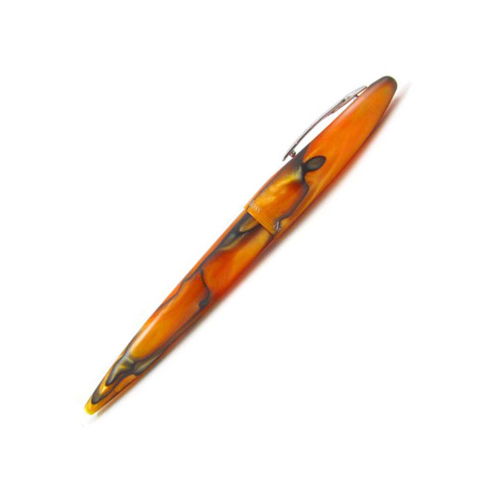Rebecca Moss Spirit II black crackled ballpoint pen with textured finish, sleek design, and metal clip for writing and everyday use.