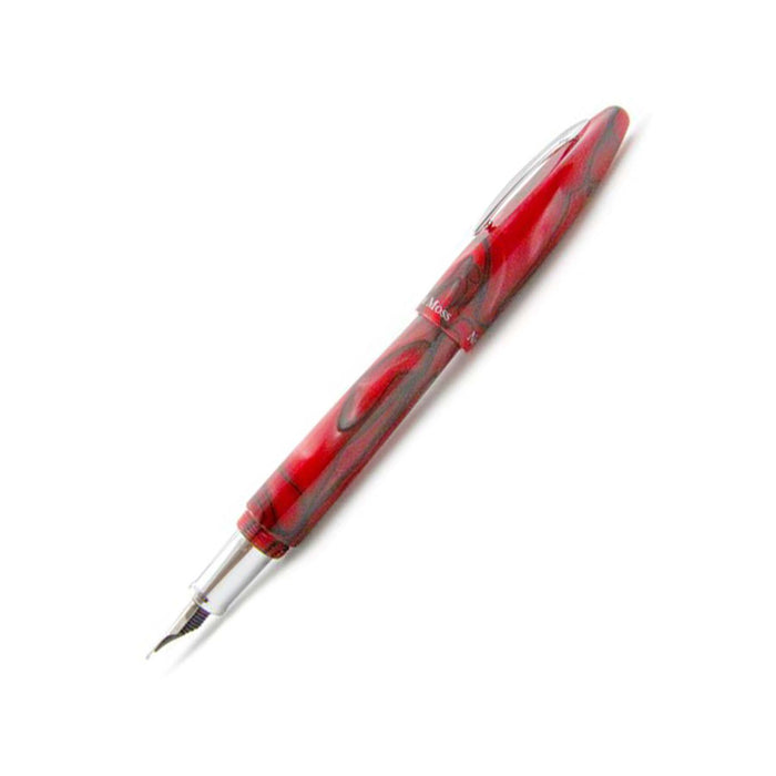 Rebecca Moss Spirit II black crackled fountain pen with gold accents, elegant writing instrument for fine handwriting.