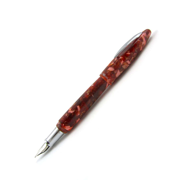 Rebecca Moss Spirit II black crackled fountain pen with gold accents, showcasing elegant design and fine craftsmanship.
