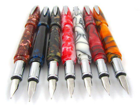 Rebecca Moss Spirit II fountain pen in black crackled finish, featuring a sleek design and classic metal nib.