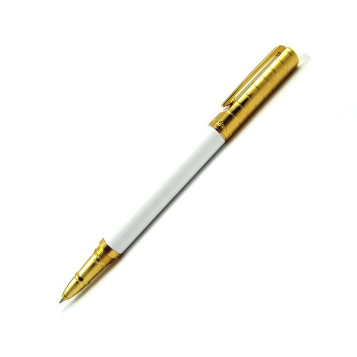 Rebecca Moss Downtown rollerball pen with black chrome finish, sleek design, and fine writing tip.