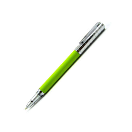 Rebecca Moss Downtown rollerball pen with black chrome finish, sleek design, and smooth writing tip.