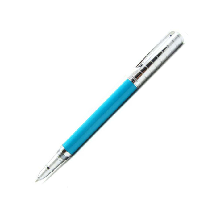 Rebecca Moss Downtown rollerball pen with black chrome finish, sleek and modern writing instrument.