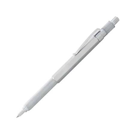 Retro 51 Silver Hex-o-matic ballpoint pen with hexagonal silver barrel and smooth writing tip.