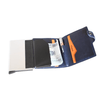 Black Retro 51 Modern Traveler leather wallet with built-in ballpoint pen, sleek design, and compact size for everyday use.