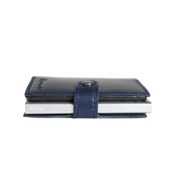 Retro 51 Modern Traveler leather wallet in black with integrated ballpoint pen, sleek and functional for everyday use.