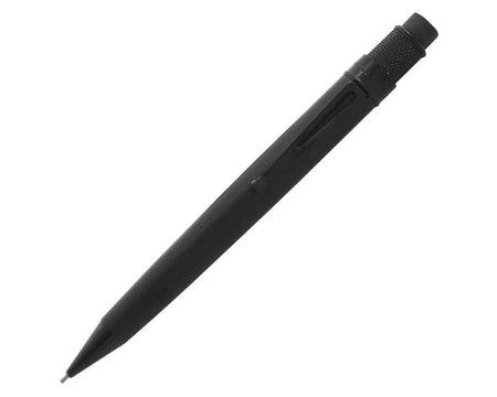 Retro 51 Tornado Vintage Metalsmith Stealth mechanical pencil with 1.15mm lead, featuring sleek dark metal design and ergonomic grip.