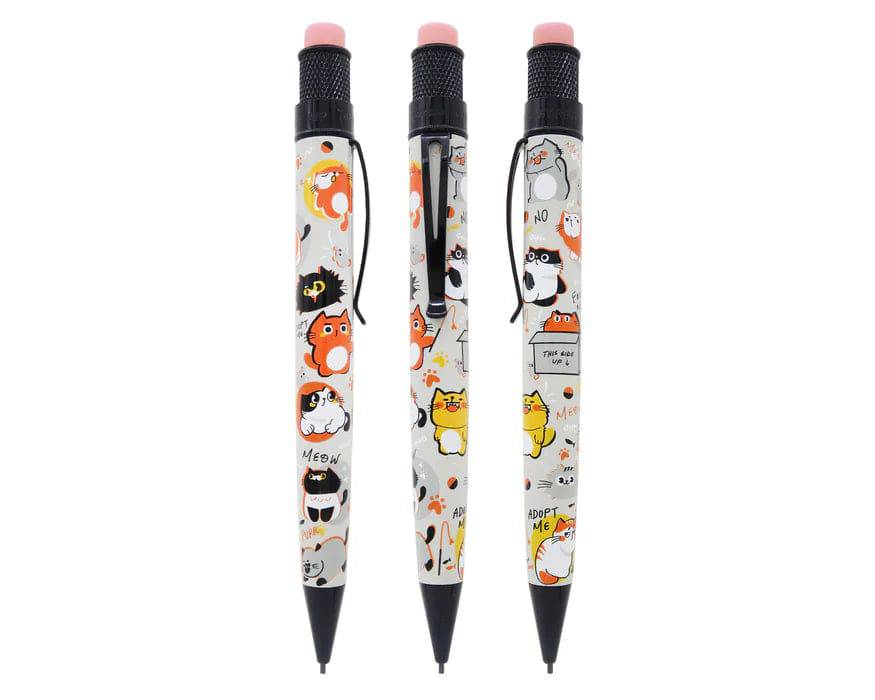 Retro 51 Tornado Rescue Cat Rescue Series 5 mechanical pencil with colorful design and sleek metal body.